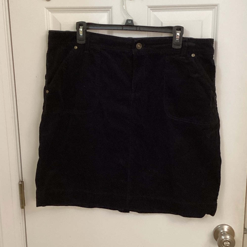 Izod Black Corduroy Mini Skirt with Front Pockets